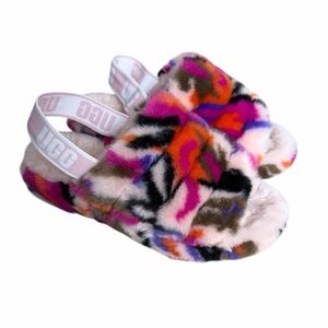 Ugg Fluff Yeah Slingback Sandals Motlee Platform Slippers Womens Size 9 Pink